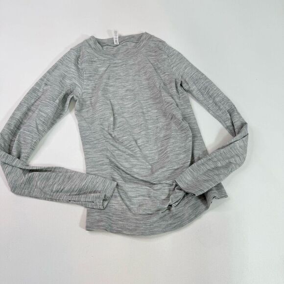 Athleta Top Womens Small Gray Solid Long-Sleeve Crew Neck Pullover Sweatshirt - Picture 1 of 10